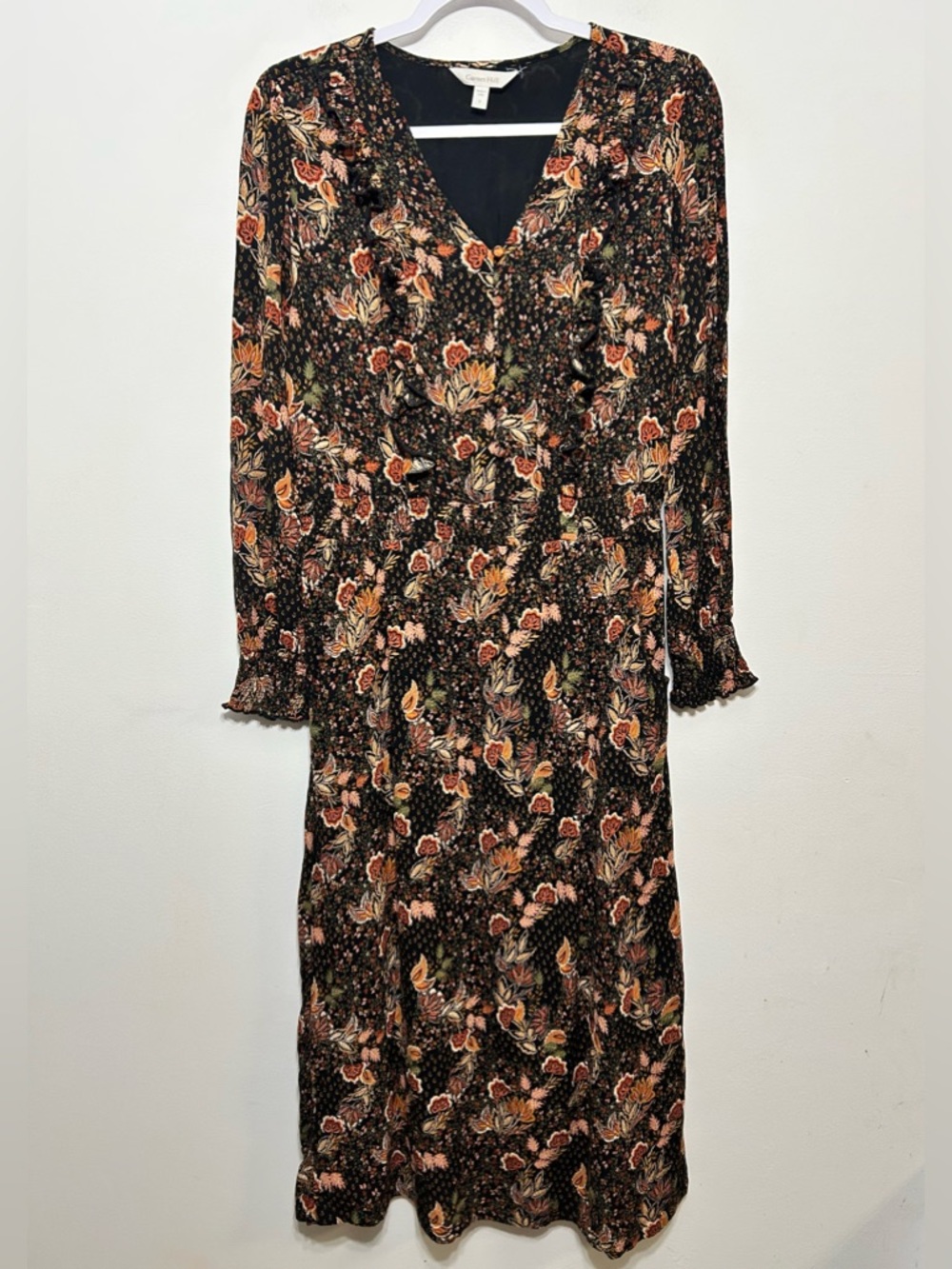 Garnet Hill Floral Cottagecore Ruffle Crepe Dress Womens Size Small - Picture 4 of 12